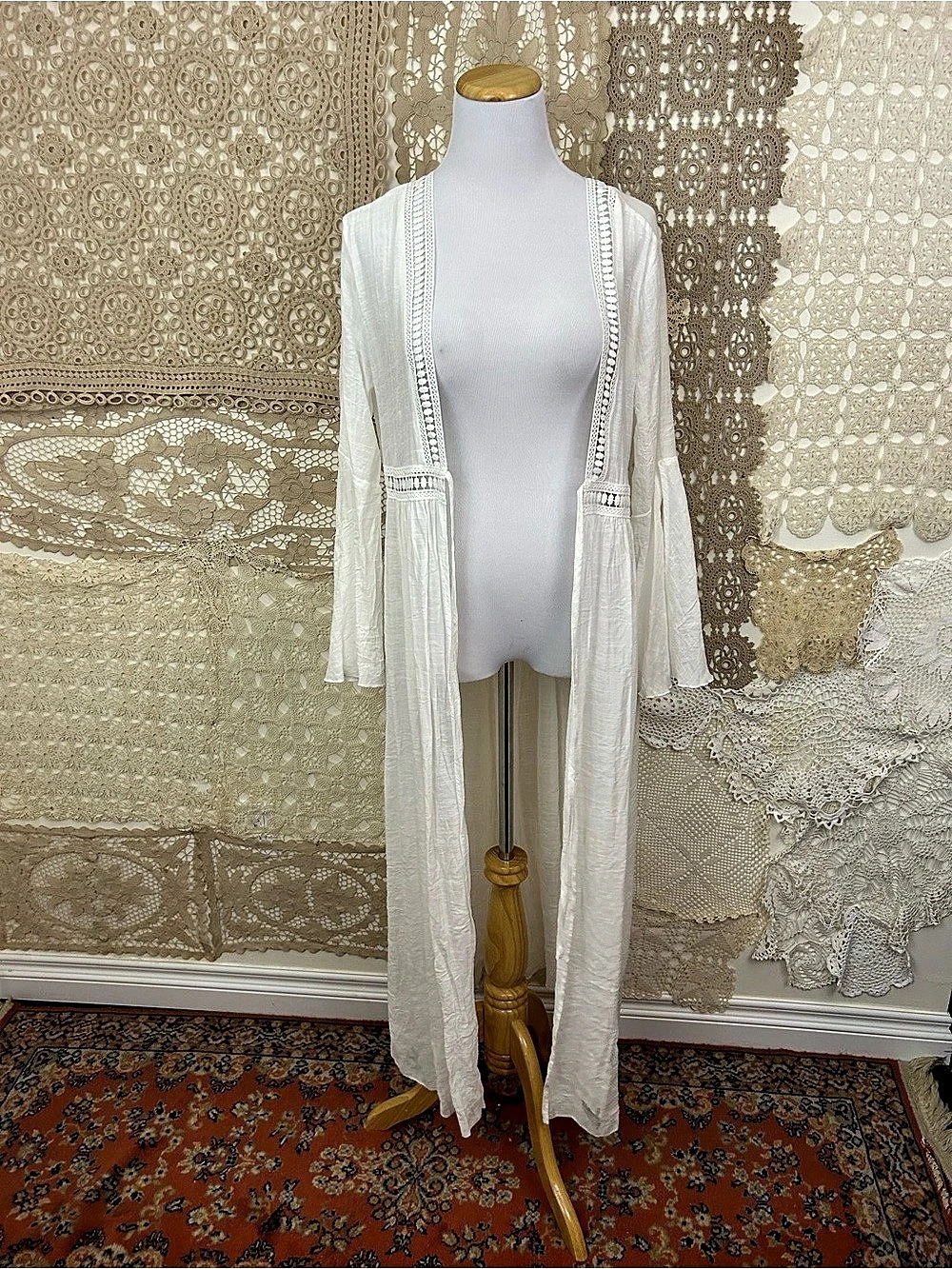 Cupshe White Tie Front Cover-Up Dress NWT - Boho duster Kimono